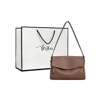 MILLIE'S Cow Leather Underarm Shoulder Bag, Crossbody Bag, Pillow Bag Women's Chocolates