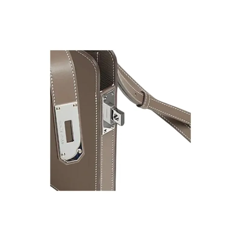 HERMES Hac A Bo Tadelakt Calfskin Cell Phone Pouch Men's 18 Etoupe Elephant Gray-2