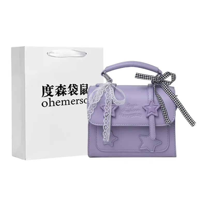 Dusen Kangaroo PU Handbag Women's White/Green/Purple/Pink/Black-12