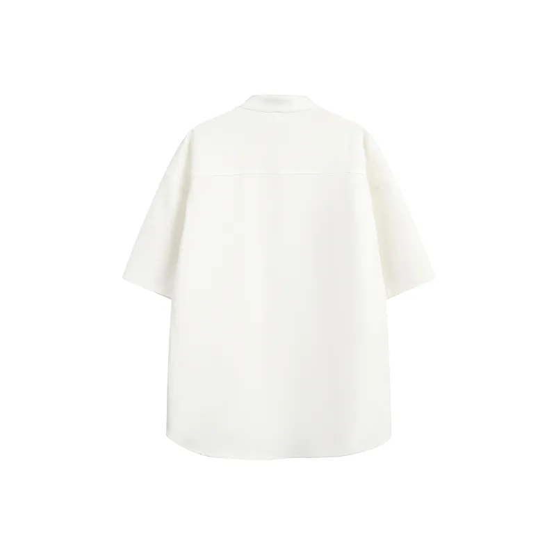 PAINT STAIN New Chinese Style Stand Collar Ice Silk Fabric Short Sleeved Shirt Unisex-6