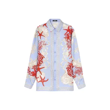 VERSACE Sea Printed Long Sleeved Buttoned Shirt