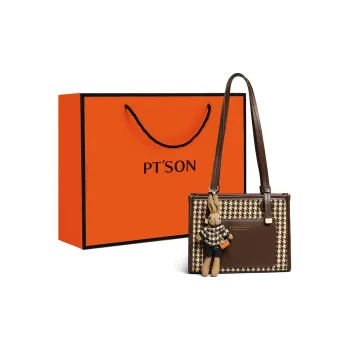 PT'SON Woolen With Synthetic Leather Portable Underarm Shoulder Bag Regular Women's Coffee