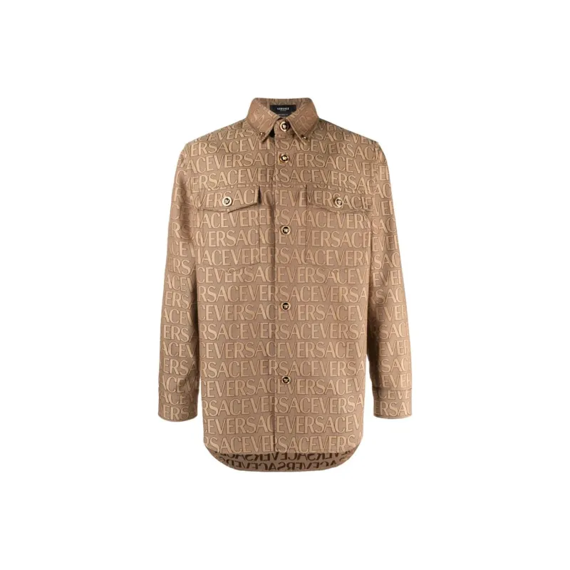 VERSACE Allover Jacquard Button Up Shirt-0