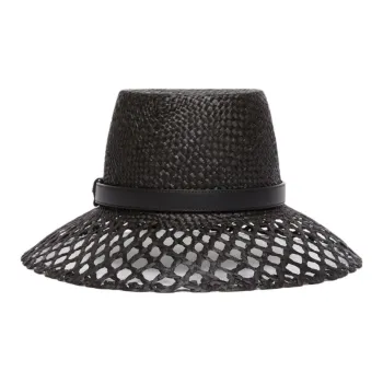 WEEKEND MaxMara Raffia, Cow Leather, Polyester, Cotton Hats & Caps Unisex Black