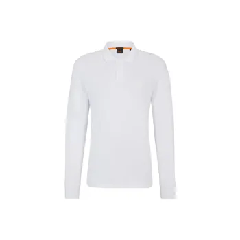 HUGO BOSS Stretch-Cotton Polo Shirt With Logo Patch Polo Shirt Men's White