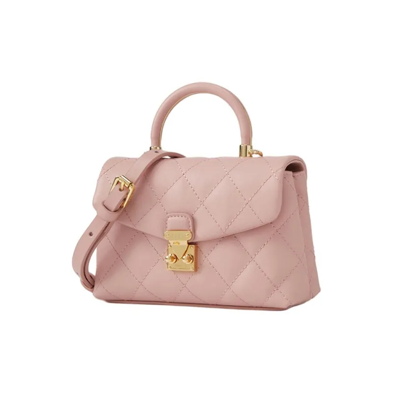 ELLE Split Cow Leather Shoulder Bag, Crossbody Bag, Handbag Women's Black/Pink/White-4