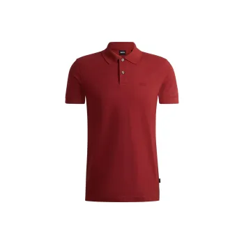HUGO BOSS Cotton Piqué Jersey Polo Shirt With Logo Detail Polo Shirt Men's Red