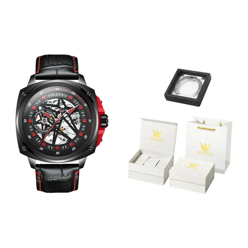 OLEVS Mechanical Movement Watch Men Blue Dial-3