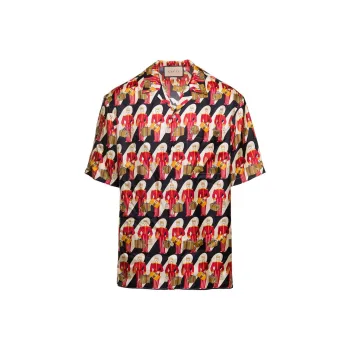 GUCCI Graphic Printed Short Sleeve Shirt