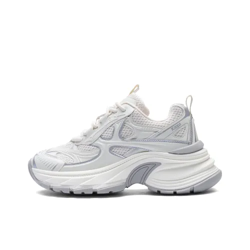 Kappa Back to Back Anti Slip Wear Resistant Low Top Chunky Sneakers Women's Classic White Cool Gray