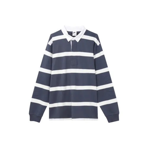 Nike Men's Life Striped Heavyweight Rugby Shirt 'Thunder Blue'