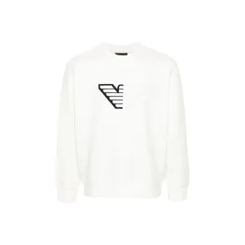 EMPORIO ARMANI Double jersey Sweatshirt With Embossed Oversized Eagle On A Chevron Background