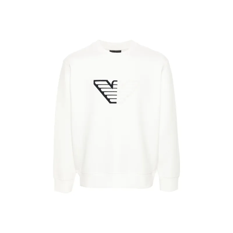EMPORIO ARMANI Double jersey Sweatshirt With Embossed Oversized Eagle On A Chevron Background-0