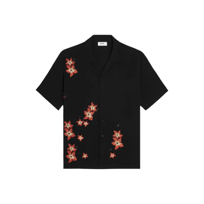 CELINE Embroidered Hawaiian Shirt In Viscose-0