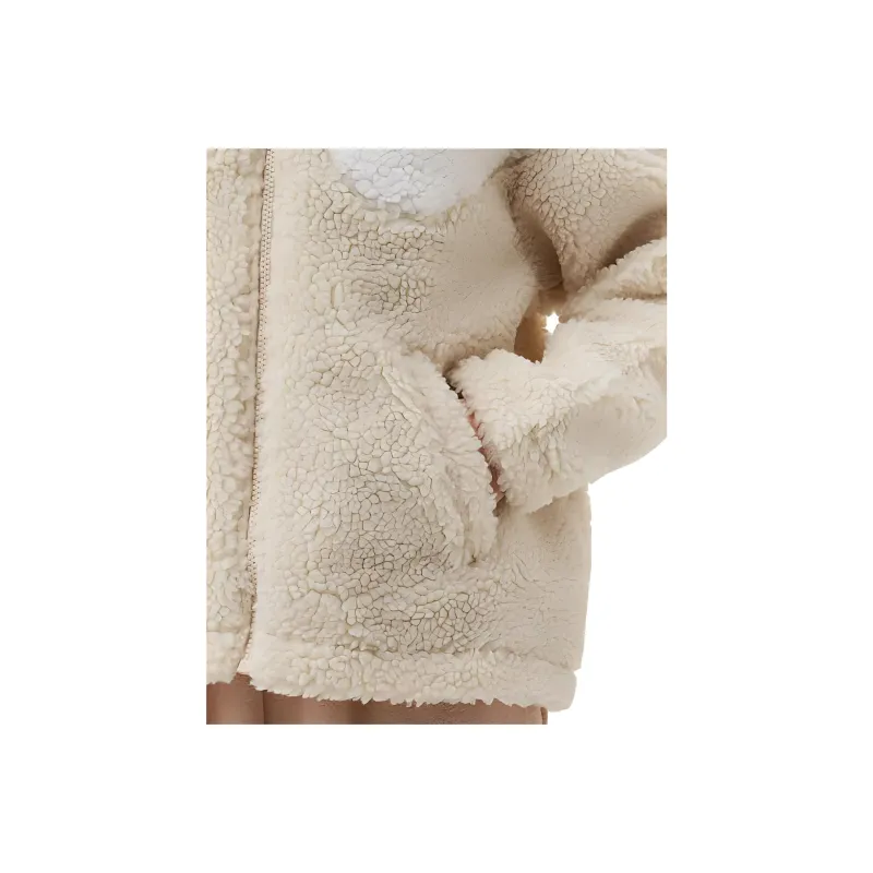 Nike Swoosh Full Zip Sherpa Jacket Beige/White-3