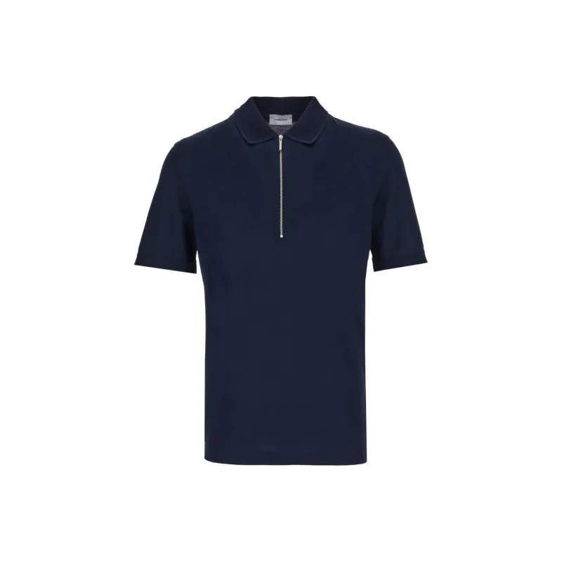Ferragamo Short-zip Cotton Polo Shirt-0