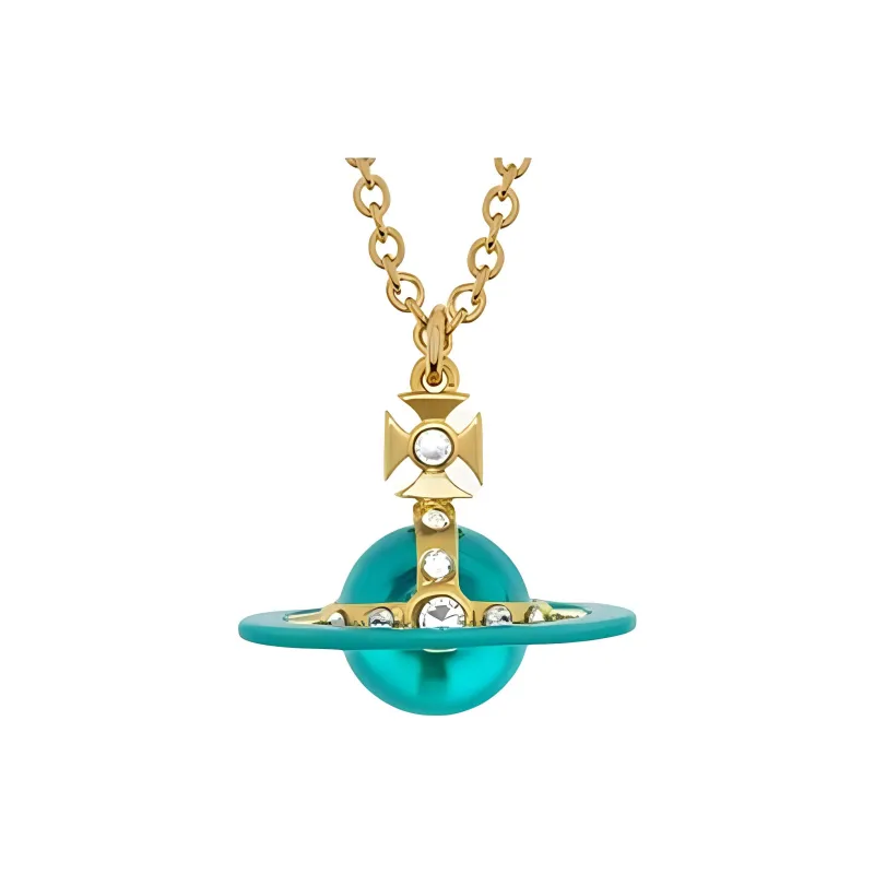 Vivienne Westwood Brass Swarovski Crystals Necklaces Unisex Gold-2