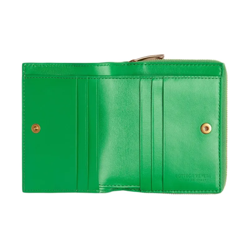 Bottega Veneta CASSETTE Lambskin Wallet Trumpets Men's Green-2