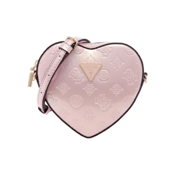 GUESS Artificial Leather Heart Shaped Bag, Shoulder Bag, Crossbody Bag Medium Size Women's Pink