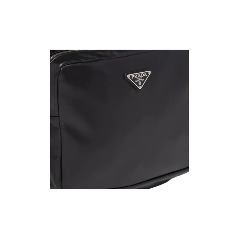PRADA Leather With Nylon Backpack Men's Black-3