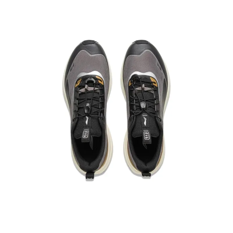 LiNing CF Tracing Walking Landscape Anti Slip Wear Resistant Low Top Casual Shoes Men's Gray Black-3