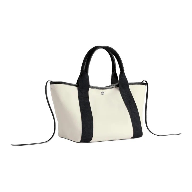 Balenciaga Biarritz Cotton Tote Bag, Shopping Bag, Shoulder Bag, Handbag Small Size Women's White & Black-3
