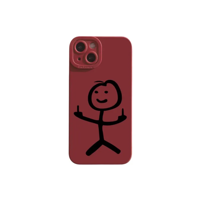 Wei Xin TPU Material Quirky Matchstick Character Phone Cases Compatible With IPhone 16/15 Pro Max/Apple 13/14 Pro/Max-2