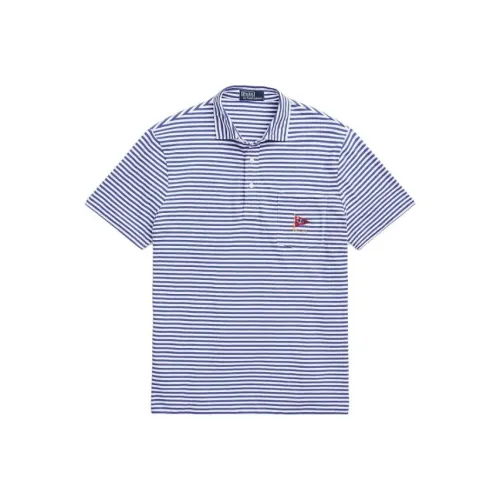 Polo Ralph Lauren Classic Fit Striped Lisle Polo Shirt Polo Shirt Men's Blue