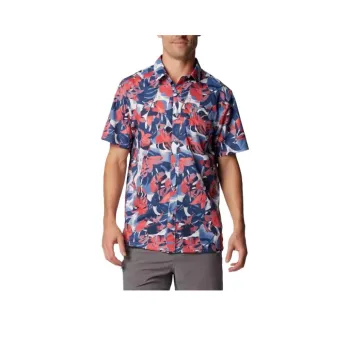 Columbia PFG Slack Tide Super Camp Shirt Shirt Men's Blue Red