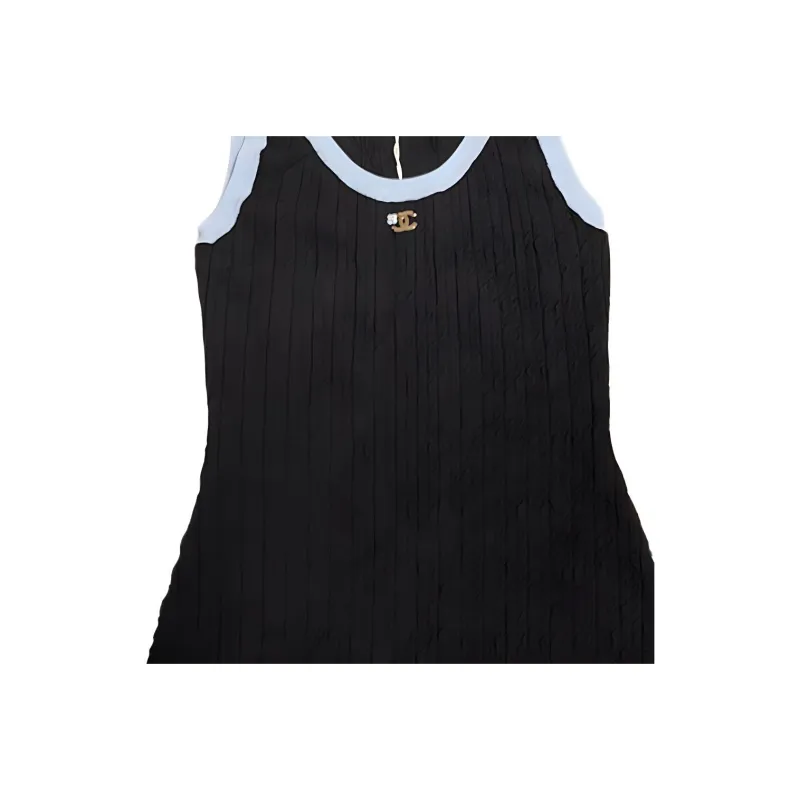 CHANEL 24 Fall Winter Sleeveless Dress Women's Black-4