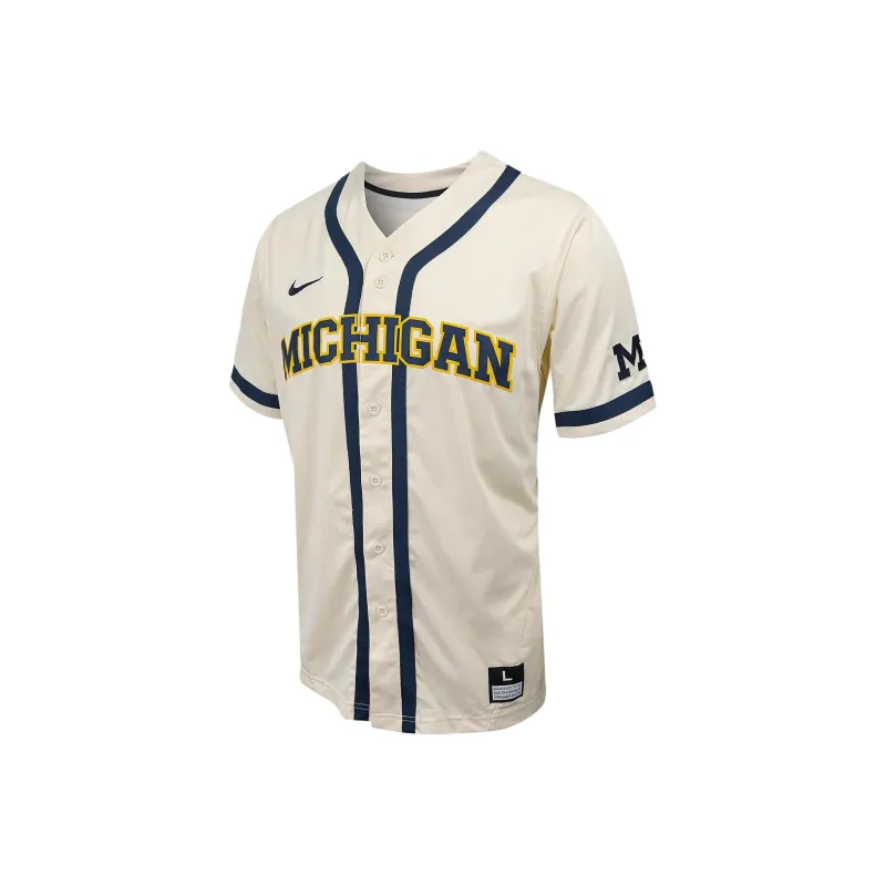 Nike Michigan Men's Nike College Full Button Baseball Jersey-0