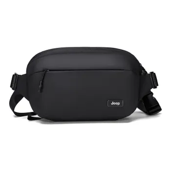 Jeep Nylon With Leather Film Sling Bag, Crossbody Bag Regular Men's Black