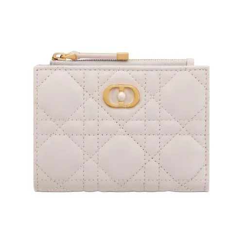 DIOR Dahlia Lambskin Wallet Women's Linen Beige
