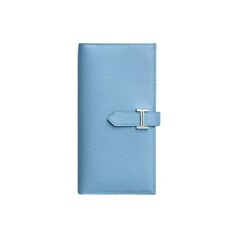 HERMES Bearn Epsom Calfskin Wallet Women's 7N Celeste Sky Blue-0