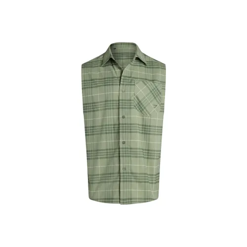 GYMSHARK CHECK SLEEVELESS SHIRT Men's Natural Sage Green