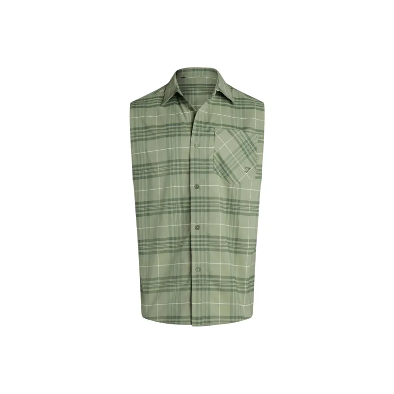 GYMSHARK CHECK SLEEVELESS SHIRT Men's Natural Sage Green-0