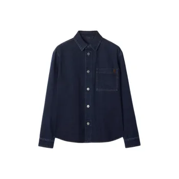 Burberry Logo Embroidered Buttoned Denim Shirt