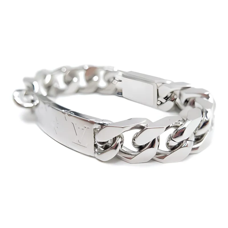 LOUIS VUITTON MONOGRAM CHAIN Cuban Chain Unisex Silver-2