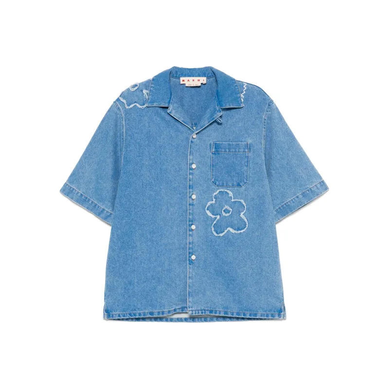 MARNI Floral Detailed Short Sleeved Buttoned Shirt-0