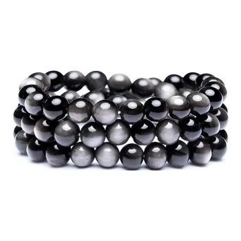 TRUE ME Silver Sheen Obsidian Bracelets Unisex