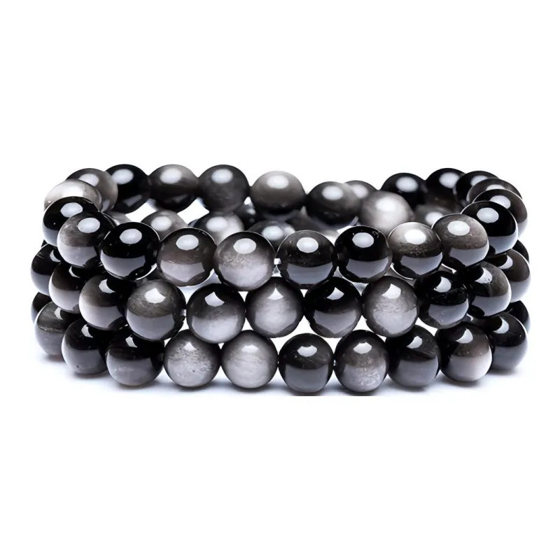 TRUE ME Silver Sheen Obsidian Bracelets Unisex-0