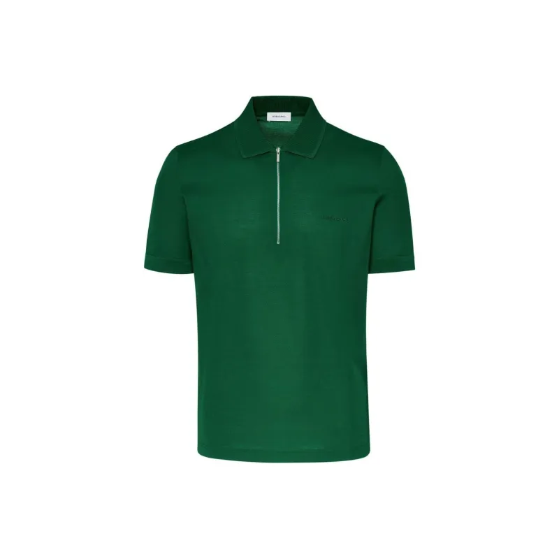 Ferragamo Zip up Cotton Polo Shirt-0