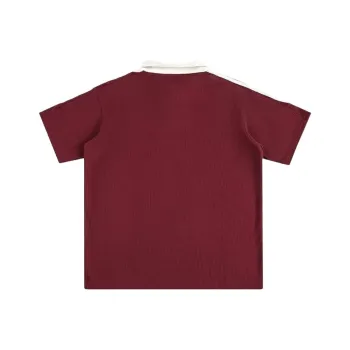 Mu Xiao Xin T Shirt Women's Maroon Letter Polo Collar T Shirt