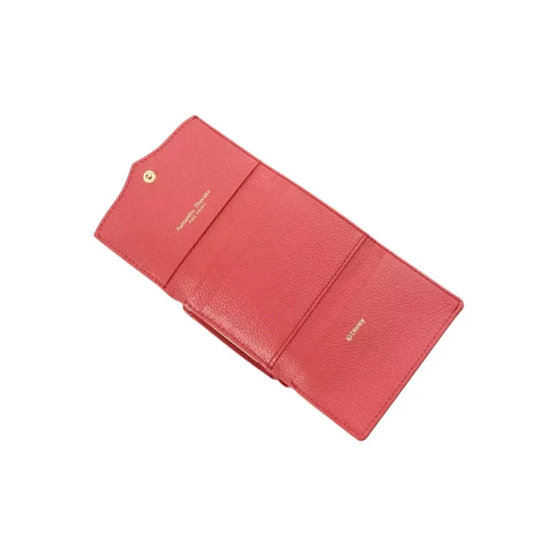 Disney Cow Leather Wallet Women's Red-4