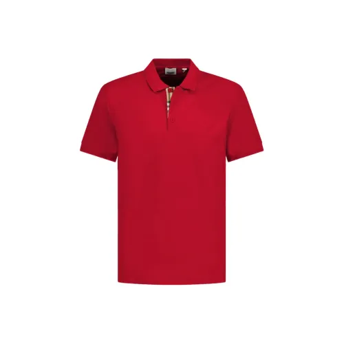 Burberry Men's Logo Short sleeved Polo Shirt Red