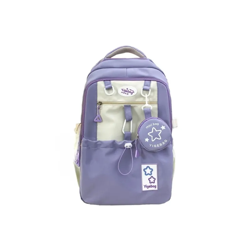 URBAN FOREST Nylon Backpack Unisex Purple/Yellow/Blue/Pink/Black-4