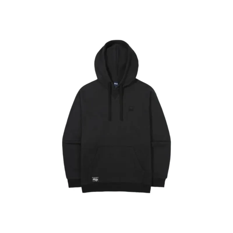 FILA White Rock Pattern Hoodie Sweatshirt Unisex Black-0