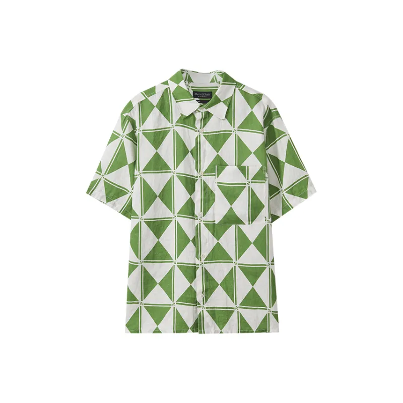 MARC OPOLO Shirt Men's Green Geometric Floral-0