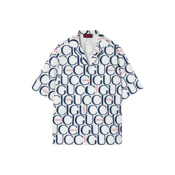 GUCCI Maxi Print Fabric Shirt Men's Blue