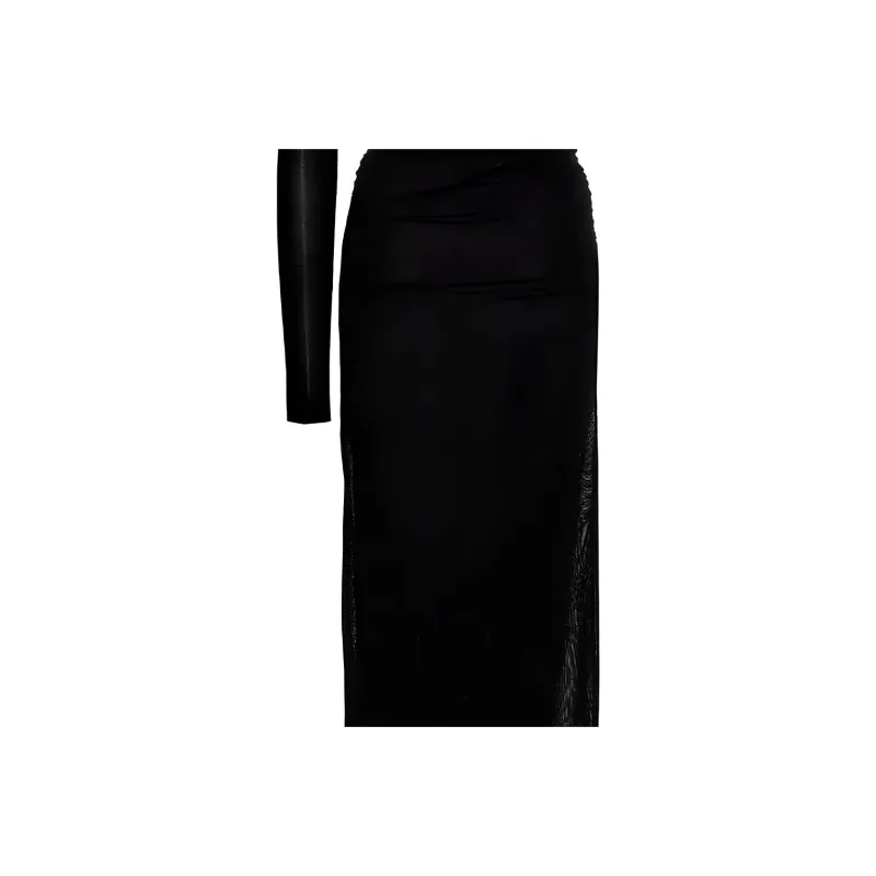 SAINT LAURENT One Shoulder Draped Maxi Dress-4